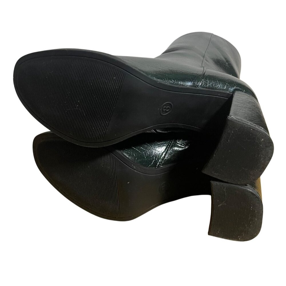 A New Day Womens Green Faux Leather Block Heel Ankle Boots Size 8 - Picture 5 of 9
